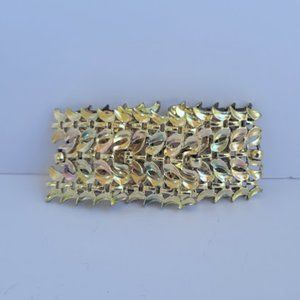 Vintage Gold and Iridescent Colored Bracelet with Hinged Sections